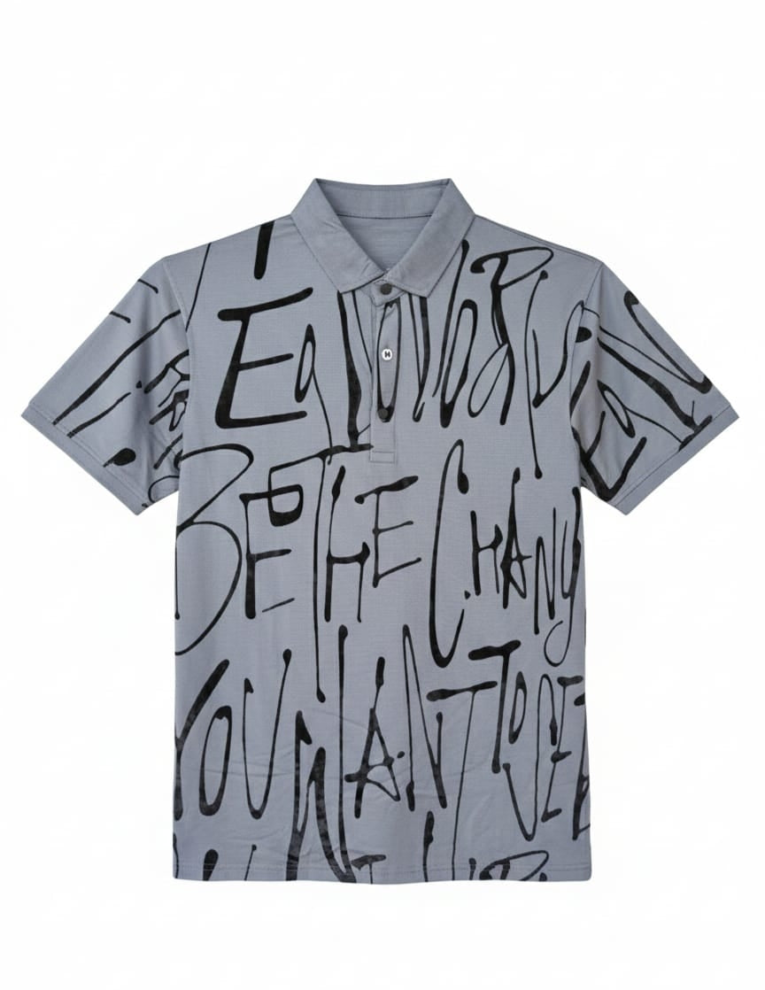 Be The Change - Grey Polo T-Shirt