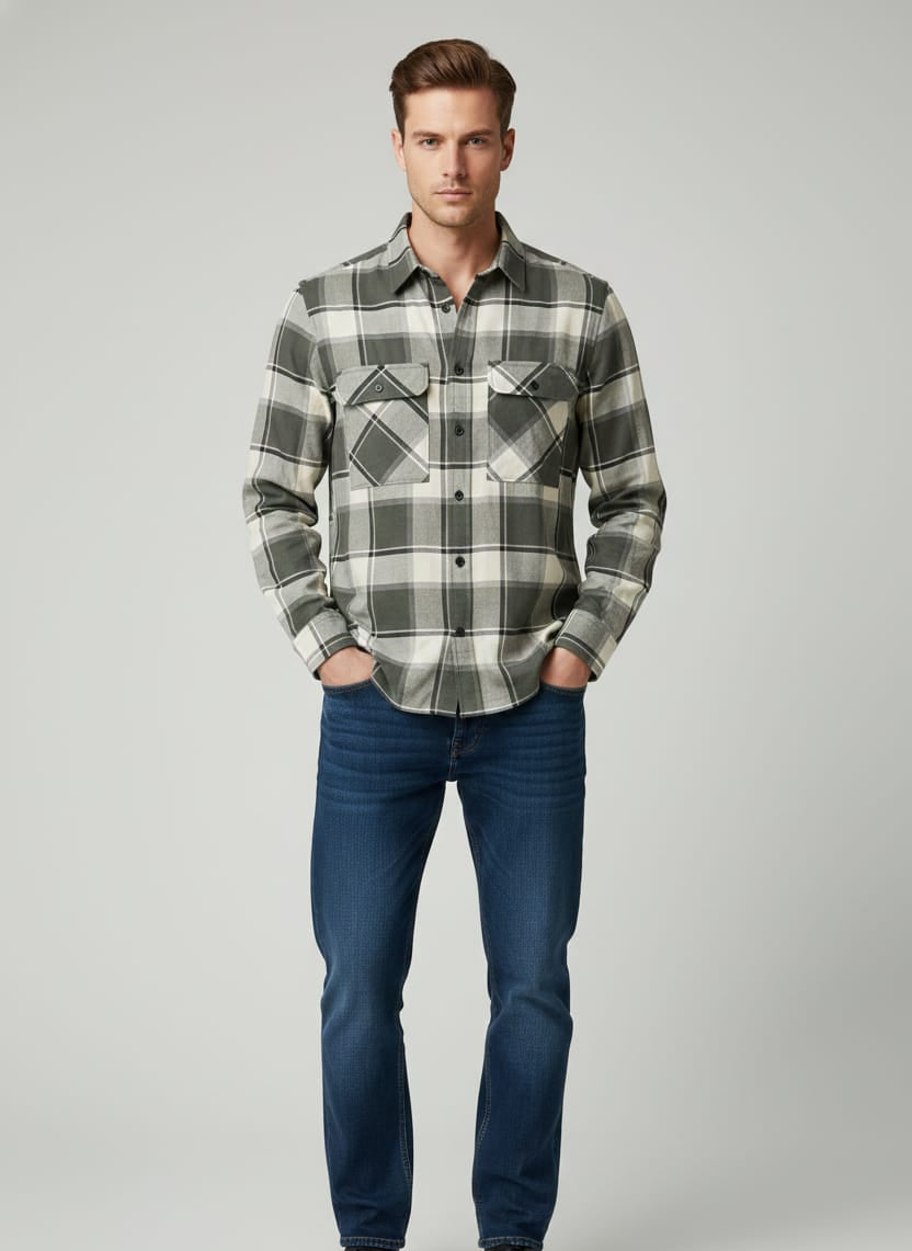 Overflap Grey-White Overshirt