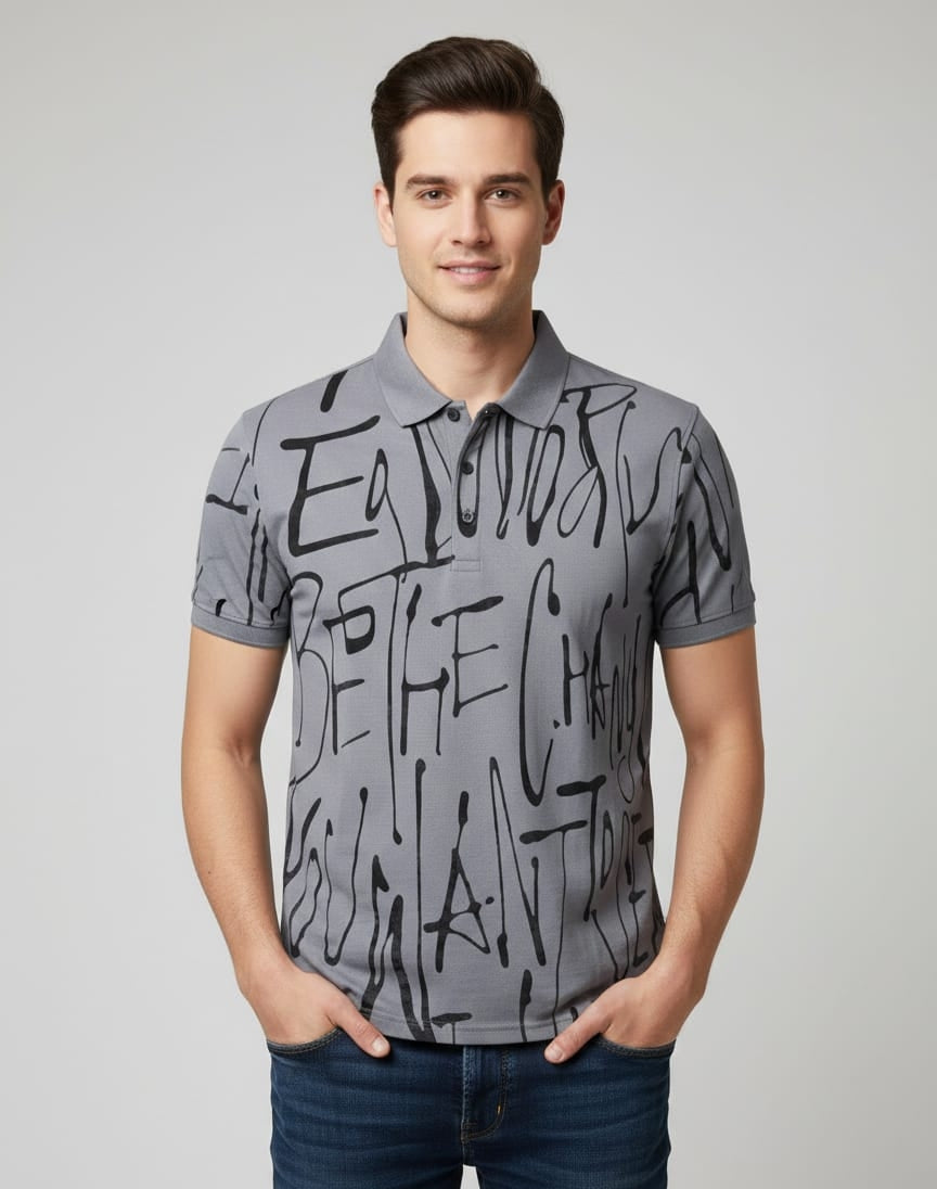 Be The Change - Grey Polo T-Shirt